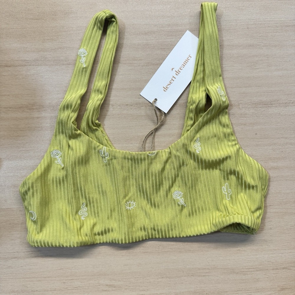 NWT Desert Dreamer Ribbed Bikini Top Green Woman's Size Medium